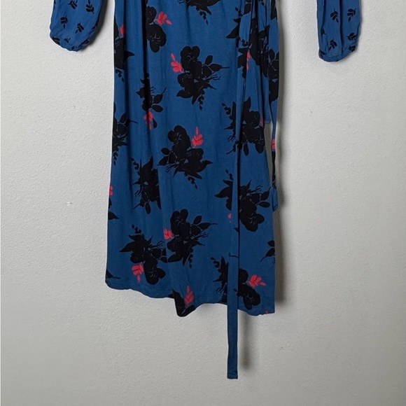 BODEN Leda Jersey Wrap Dress Blue/Teal Baltic Pop Floral Midi Size 12 R - Picture 10 of 15